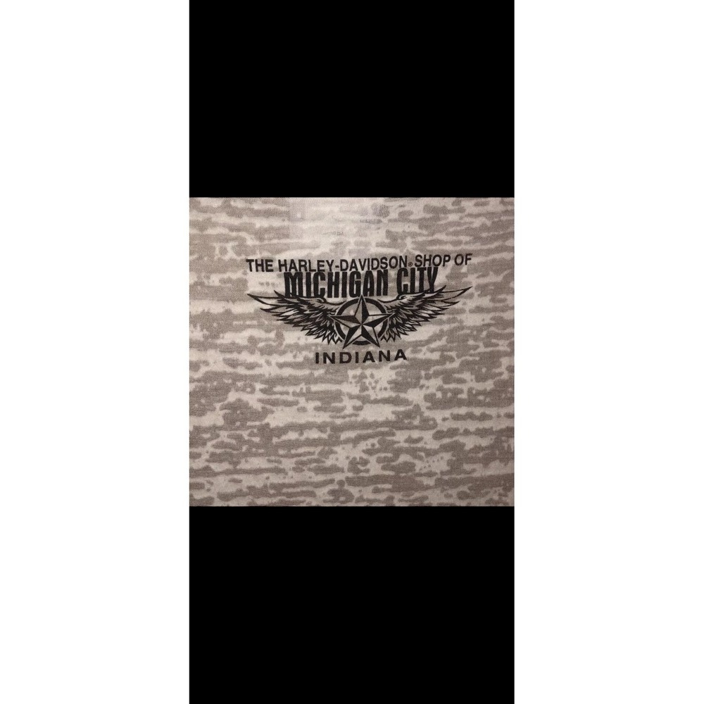 White sheer burnwash studded bling logo Harley Davidson shirt‎ sz Large - Picture 7 of 9